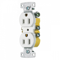 Hubbell Tomacorriente HUB-RR15W, 2 Enchufes, 125V, 15A, Blanco 