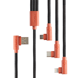 Hune Cable 3 en 1 USB A Macho - Micro USB/USB C/Lightning Macho, 1.2 Metros, Naranja 