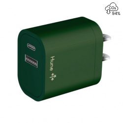Hune Cargador de Pared Hurón, 10W, 1x USB-A, 1x USB-C, Verde 