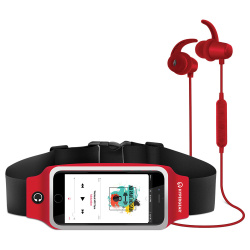 HyperGear Audífonos Intrauriculares Deportivos con Micrófono ActiveGear, Inalámbrico, Bluetooth, Micro USB, Negro/Rojo ― incluye Soporte Deportivo 