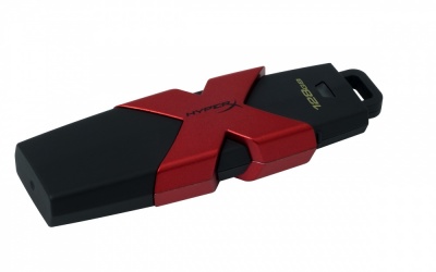 Memoria USB HyperX Savage, 128GB, USB 3.0/3.1, Lectura 350 MB/s, Escritura 250 MB/s, Negro/Rojo 