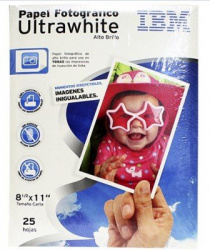 IBM Papel Fotográfico UltraWhite 200g/m², Tamaño Carta, 25 Hojas 
