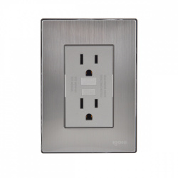 iGoto Tomacorriente INOX1024, 2 Enchufes, 125V, 15A, Acero inoxidable 