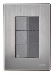 iGoto Apagador INOX2016, 2 Interruptores Sencillo, 1 Interruptor de Escalera, 125V, 10A, Gris 