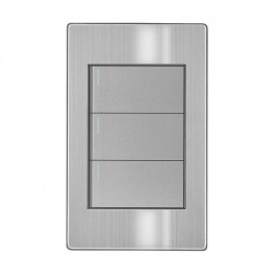 Innlite Placa con Apagador APL-103, 3 Interruptores, 90 - 277V, 15A, Gris 