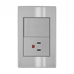 Innlite Tomacorriente APL-105, 1 Enchufe + 1 Apagador, 90 - 260V, 15A, Gris 