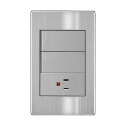 Innlite Tomacorriente APL-106, 1 Enchufe + 2 Apagadores, 90 - 277V, 15A, Acero Inoxidable 
