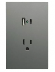 Innlite Tomacorriente APL-407, 1 Enchufe + USB A/USB C, 90 - 277V, 15A, Gris 