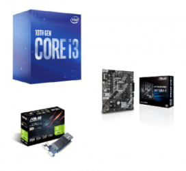 Procesador Intel Core i3-10100F, S-1200, 3.60GHz, Quad-Core, 6MB Caché (10ma Generación - Comet Lake) — incluye Tarjeta de Video ASUS GeForce GT 710 y Tarjeta Madre ASUS Prime H410M-E 