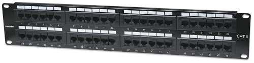 Intellinet Panel de Parcheo Cat6, 48 Puertos RJ-45, 2U, Negro ― Abierto 