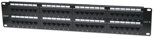 Intellinet Panel de Parcheo Cat6, 48 Puertos RJ-45, 2U, Negro 