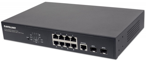 Switch Intellinet Gigabit Ethernet 561167, 8 Puertos PoE+ 10/100/1000Mbps + 2 Puertos SFP, 20 Gbit/s, 8192 Entradas - Administrable 
