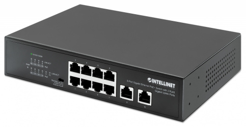 Switch Intellinet Gigabit Ethernet 561402, 8 Puertos PoE + 10/100/1000 + 2 Puertos Uplink, 120W, 2 Gbit/s, 8192 Entradas - No Administrable 
