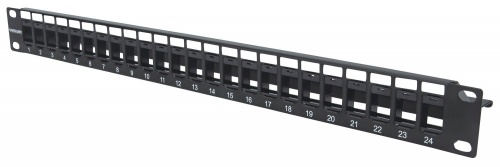 Intellinet Panel de Parcheo de 24 Puertos RJ-45, 1U, Negro 