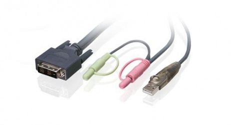 Iogear Cable KVM G2L7D02U, DVI/USB/3.5mm Macho - DVI/USB/3.5mm Macho, 1.8 Metros, Negro 