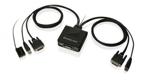 Iogear Cable KVM GCS922U, 2x USB/DVI Macho - USB/DVI Hembra, 8.7cm, Negro 