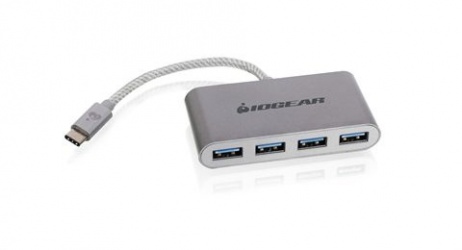 Iogear Hub USB-C Macho - 4 Puertos USB Macho, 5000Mbit/s, Plata 