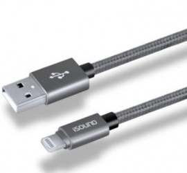 iSound Cable USB 2.0 A Macho - Lightning Macho, 3 Metros, Gris 