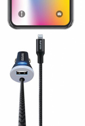 iSound Cargador para Auto DuraPower Cruise, 1x USB-A/1x Lightning, Negro 