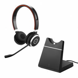 Jabra Audífonos con Micrófono Evolve 65 MS Stereo, Bluetooth, Inalámbrico, Negro — incluye Soporte de Carga 