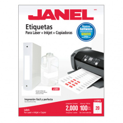 Janel Paquete de 2000 Etiquetas Blancas de 25x102mm 