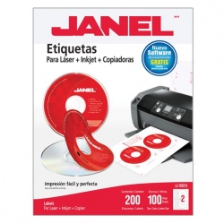 Janel Etiqueta Blanca para CD, Paquete de 200 Etiquetas 