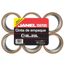 Janel Cinta de Empaque 156, 6 Rollos de 48mmx50m, Canela 