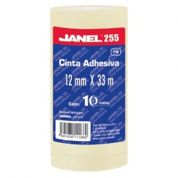 Janel Cinta Adhesiva Mod. 255, 10 Rollos de 12mm x 33m, Transparente 