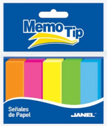 Janel Banderitas Neon de 15mm x 50mm, 50 Hojas, 5 Colores, 50 Piezas 