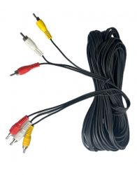Jendrix Cable 3x RCA Macho - 3xRCA Macho, 15 Metros, Negro 