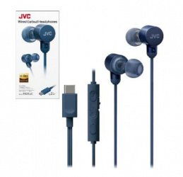 JVC Audífonos Intrauriculares con Micrófono HA-FR29UC, Alámbrico, Cancelación de Ruido, 1.2 Metros, USB-C, Azul 