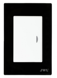 JWJ Placa con Apagador JTL-F7601, 1 Interruptor, 127V, 10A, Blanco/Negro 