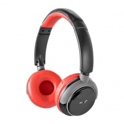 ﻿Kaiser Audífonos con Micrófono MH-9086RD, Bluetooth, Inalámbrico, Negro/Rojo 