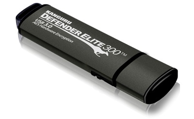 Memoria USB Kanguru Defender Elite300, 82GB, USB 3.2, Negro/Gris 