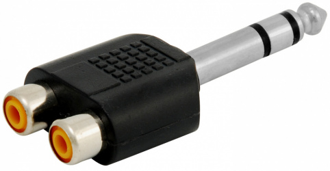 Kapton Adaptador 6.3mm Macho - 2x RCA Hembra, Negro 