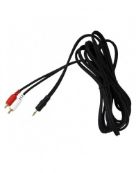 Kapton Cable AUX 3.5mm Macho - 2 x RCA Macho, 3.5 Metros, Negro 