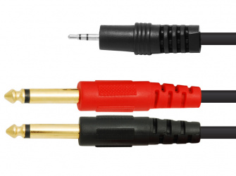 Kapton Cable AUX 3.5mm Macho - 2 x 6.35mm Macho, 1.8 Metros, Negro 