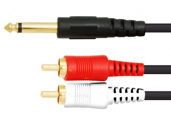 Kapton Cable AUX 6.35mm Macho - 2 x RCA Macho, 1.8 Metros, Negro 