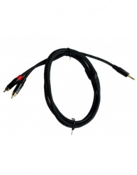 Kapton Cable AUX 3.5mm Macho - 2x RCA Macho, 2 Metros, Negro 