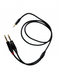 Kapton Cable Extensión 3.5mm Macho - 2x 6.3mm Macho, 1.5 Metros, Negro 