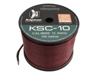 Kapton Bobina de Cable para Bocina, 10 AWG, 100 Metros, Rojo/Negro 