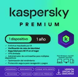 Kaspersky Premium + Customer Support, 1 Dispositivo, 1 Año, Windows/Mac ― Producto Digital Descargable 