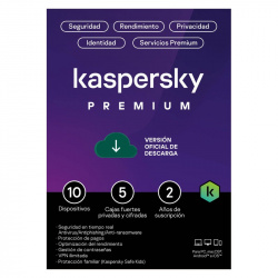 Kaspersky Premium + Customer Support, 10 Dispositivos, 2 Años, Windows/Mac ― Producto Digital Descargable 