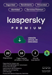 Kaspersky Premium + Customer Support, 20 Dispositivos, 2 Años, Windows/Mac ― Producto Digital Descargable 