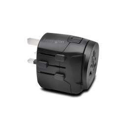 Adaptador de Viaje Internacional Kensington Conectado a Tierra (3 Clavijas), 2x USB, Negro 