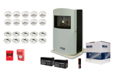 Kidde Kit Detector de Humo IP020EDW02-G3 - Incluye 1 Panel Inteligente, 10 Sensores, 10 Bases Estandar, 1 Estación Manual, 1 Sirena con Estrobo, 1 Cable de Alarma, 2 Baterias y 1 Probador de Detectores de Humo 