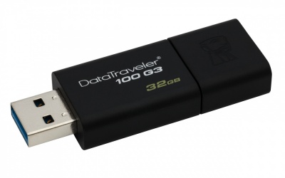 Memoria USB Kingston DataTraveler 100 G3, 32GB, USB 3.0, Lectura 100MB/s, Escritura 10MB/s, Negro 