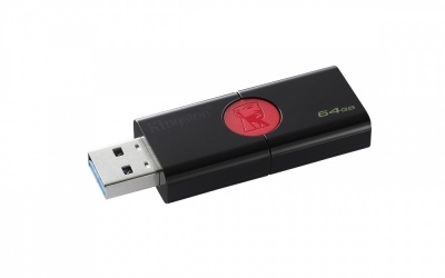 Memoria USB Kingston DataTraveler 106, 64GB, USB 3.1, Negro/Rojo 