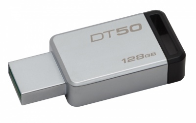 Memoria USB Kingston DataTraveler 50, 128GB, USB 3.0, Plata/Negro 