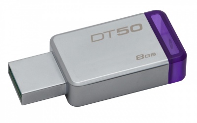Memoria USB Kingston DataTraveler 50, 8GB, USB 3.0, Plata/Morado 